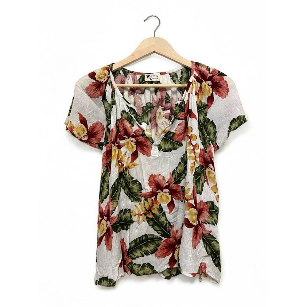 Show Me Your Mumu Tropical V-neck Blouse Women Size XS Floral Gauzy Boho Flowy
